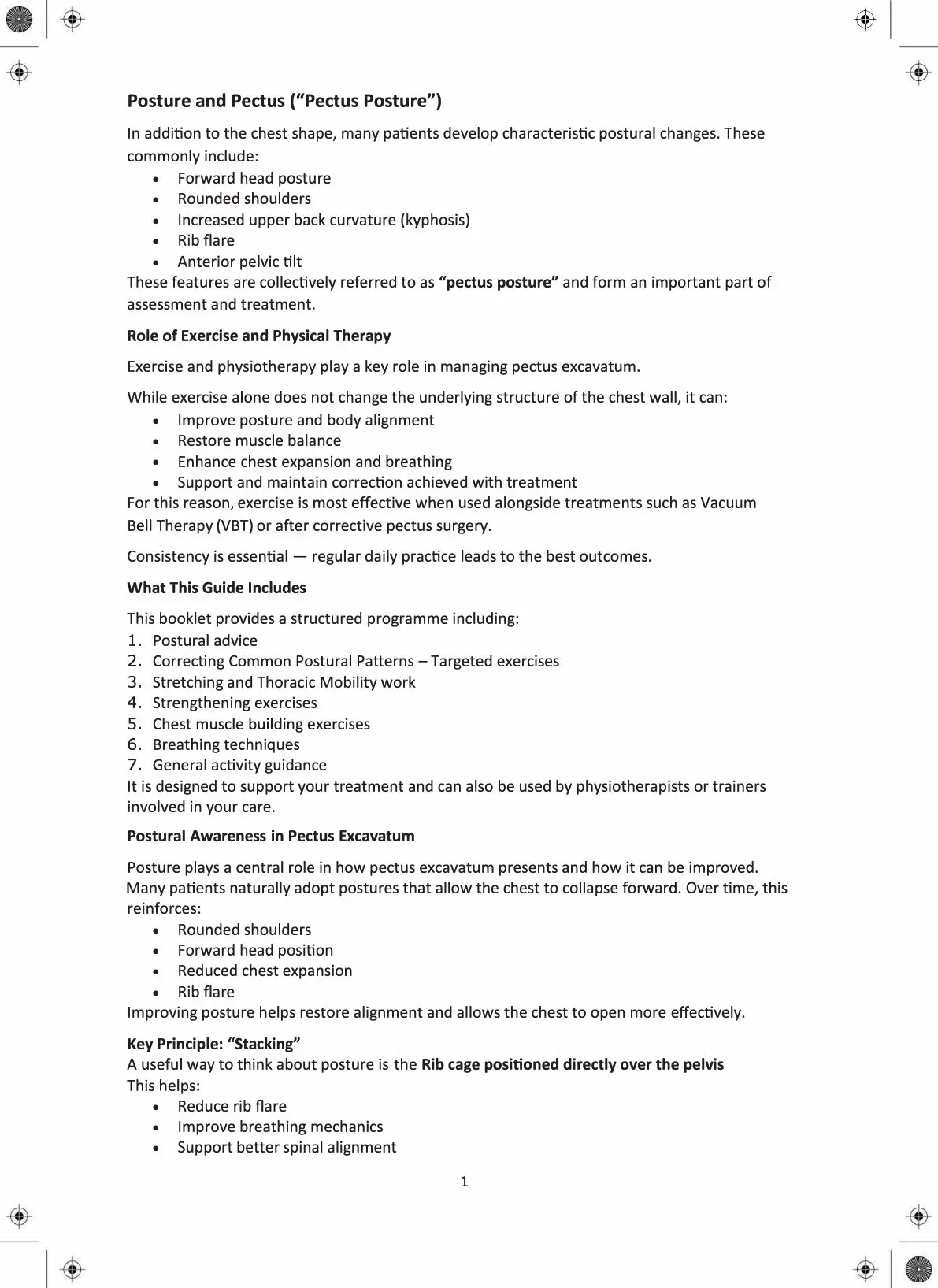 Pectus physiotherapy booklet — page 1